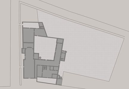 Ridisegno da una pianta del convento agostiniano realizzata dal perito Alvise Francesco Duodo nel 1773 conservata presso l'Archivio di Stato di Venezia