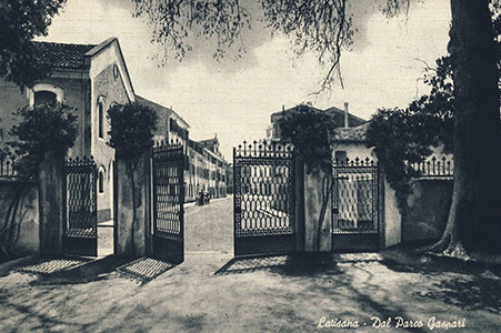 Canevon dal cancello di Villa Gaspari negli anni Venti del Novecento, cartolina, Archivio Biblioteca Latisana (dono Valerio Formentini)