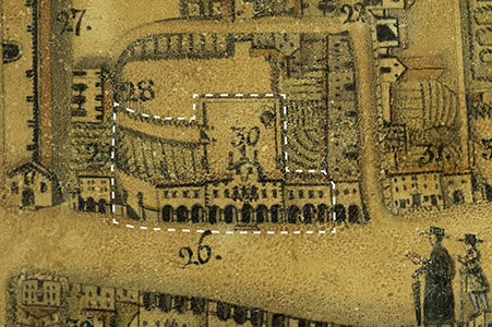 Dettaglio di Palazzo Molin nella pianta di Latisana di Antonio Banchieri del 1834