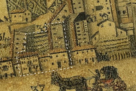 Dettaglio di Palazzo Morossi nella pianta di Latisana di Antonio Banchieri del 1834