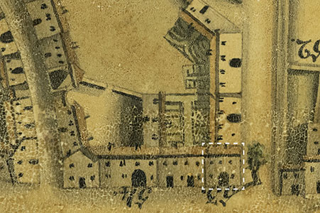 Dettaglio dell'Osteria Matassi nella pianta di Latisana di Antonio Banchieri del 1834