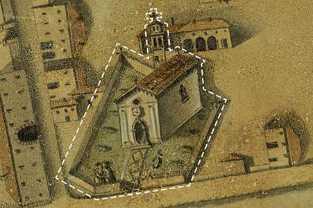 Dettaglio della Chiesa di San Michiele nella pianta di Latisana di Antonio Banchieri del 1834