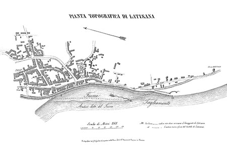 Pianta topografica di Latisana di G. B. Garlato in Latisana e il suo distretto. Notizie storiche, statistiche ed industriali, 1858