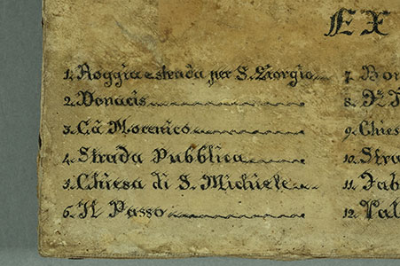 Prima colonna della legenda nella pianta di Latisana di Antonio Banchieri del 1834