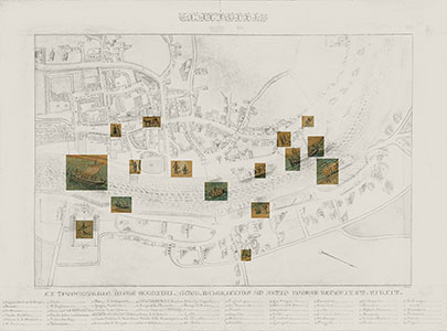Personaggi e animali raffigurati nella pianta di Latisana di Antonio Banchieri del 1834
